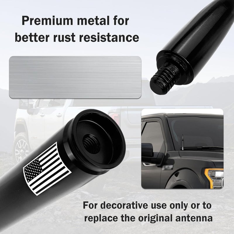 Junecarp American Flag Car Bullet Antenna,Truck Exterior Decoration Accessories[New Upgrade Flag Design] Car Antenna Replacement for Car SUV Truck Most Auto Cars Antenna Accessories (Black) - Image 4